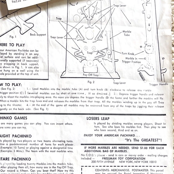 American PACHINKO VINTAGE GAME by Pressman with directions and in box - Picture 6 of 15